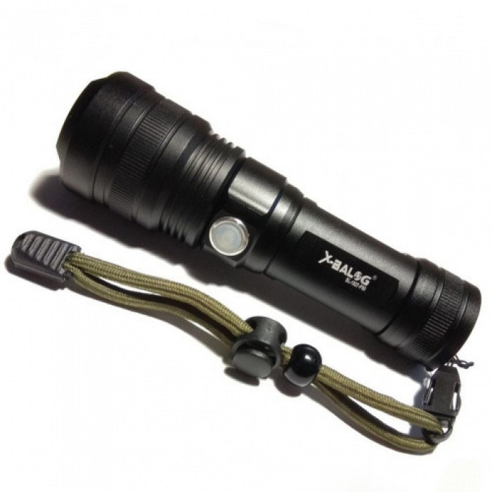 Ручной аккумуляторный светодиодный фонарь Police X-Balog BL-1827-P90 переносной с USB зарядкой оптическим зумом и металлическим корпусом + ремешок на руку