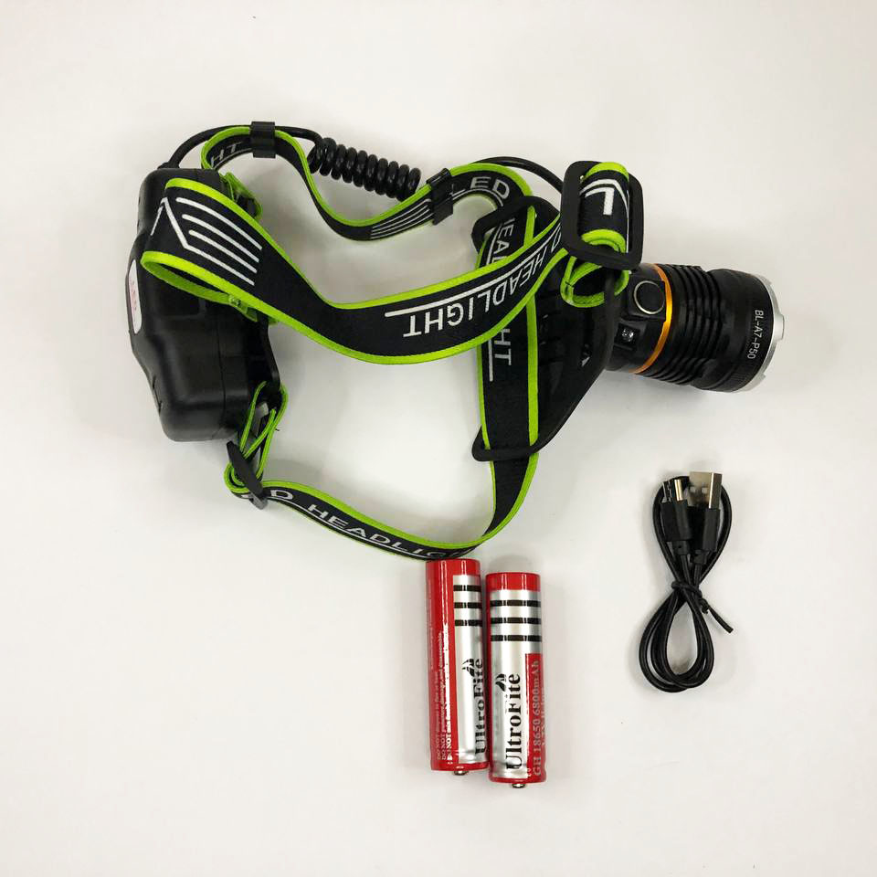 Налобный фонарь Bailong BL-A7-P50, zoom, microUSB, 2х18650, 3 режима, сверхмощный налобный фонарь