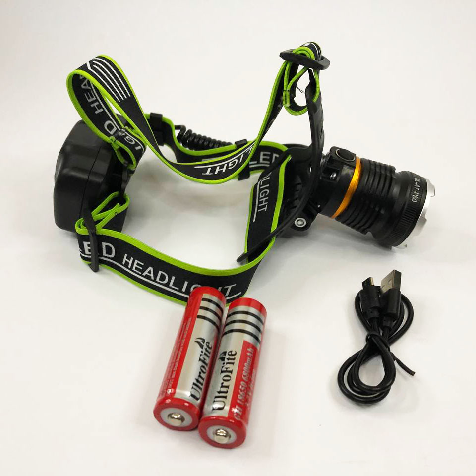 Налобный фонарь Bailong BL-A7-P50, zoom, microUSB, 2х18650, 3 режима, сверхмощный налобный фонарь