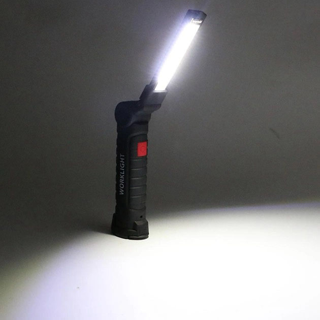 Фонарь кемпинг W51-SMD+COB, поворот на 180º+180º, магнит, зажим, крюк для подвеса, встроенный аккумулятор