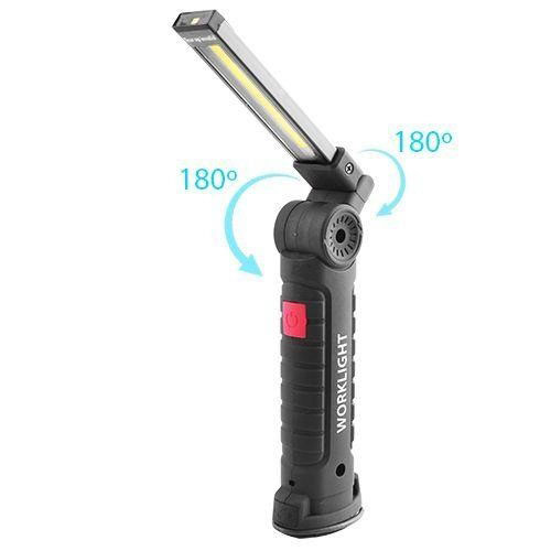 Фонарь кемпинг W51-SMD+COB, поворот на 180º+180º, магнит, зажим, крюк для подвеса, встроенный аккумулятор