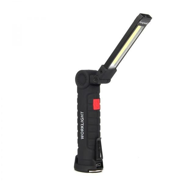 Фонарь кемпинг W51-SMD+COB, поворот на 180º+180º, магнит, зажим, крюк для подвеса, встроенный аккумулятор