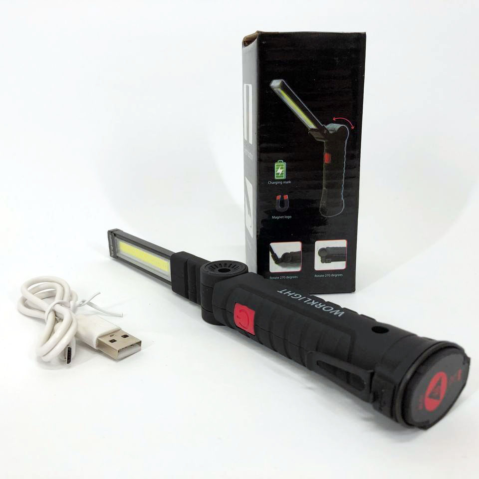 Фонарь кемпинг W51-SMD+COB, поворот на 180º+180º, магнит, зажим, крюк для подвеса, встроенный аккумулятор