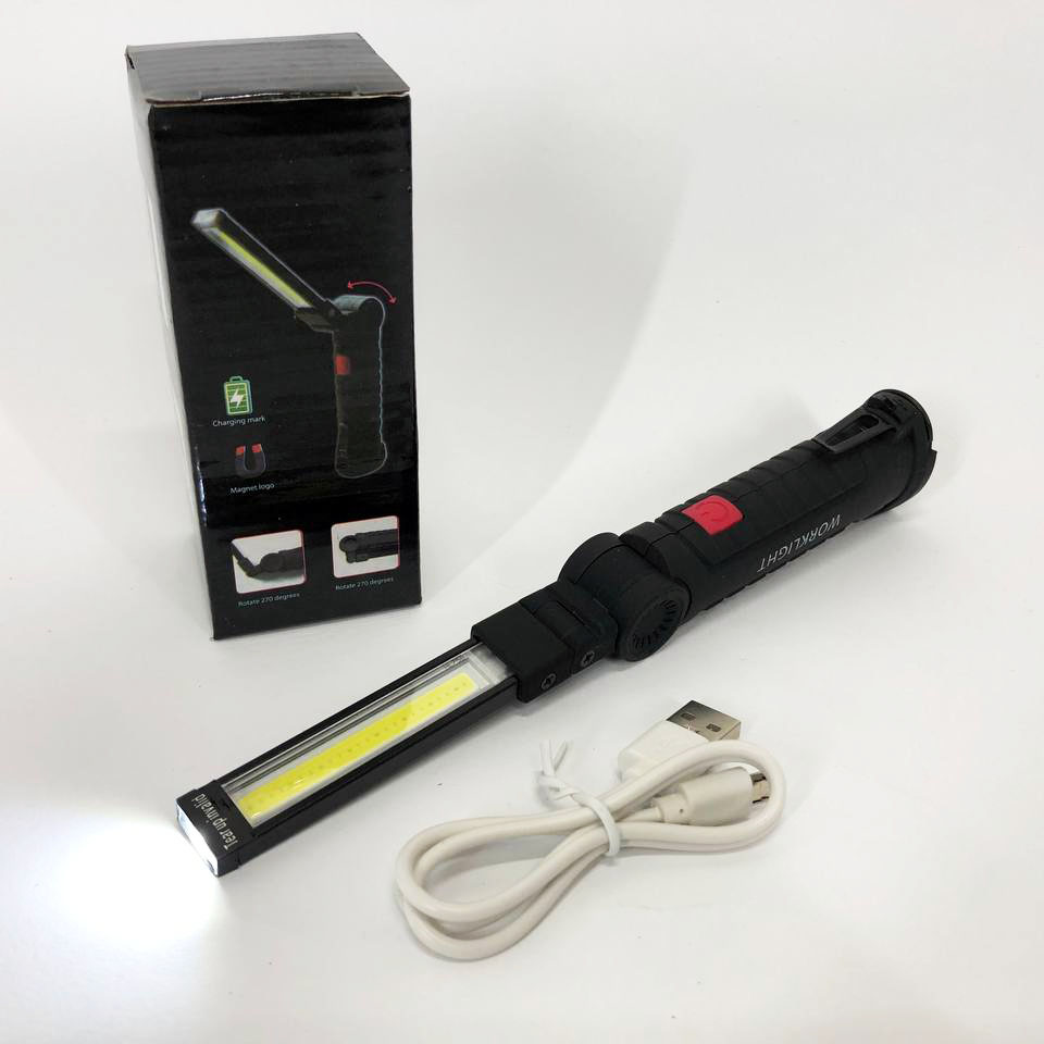 Фонарь кемпинг W51-SMD+COB, поворот на 180º+180º, магнит, зажим, крюк для подвеса, встроенный аккумулятор