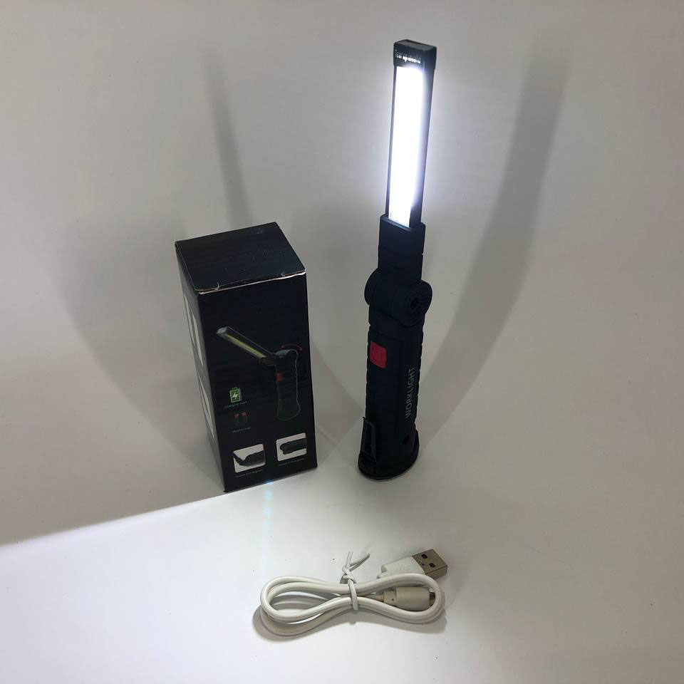 Фонарь кемпинг W51-SMD+COB, поворот на 180º+180º, магнит, зажим, крюк для подвеса, встроенный аккумулятор