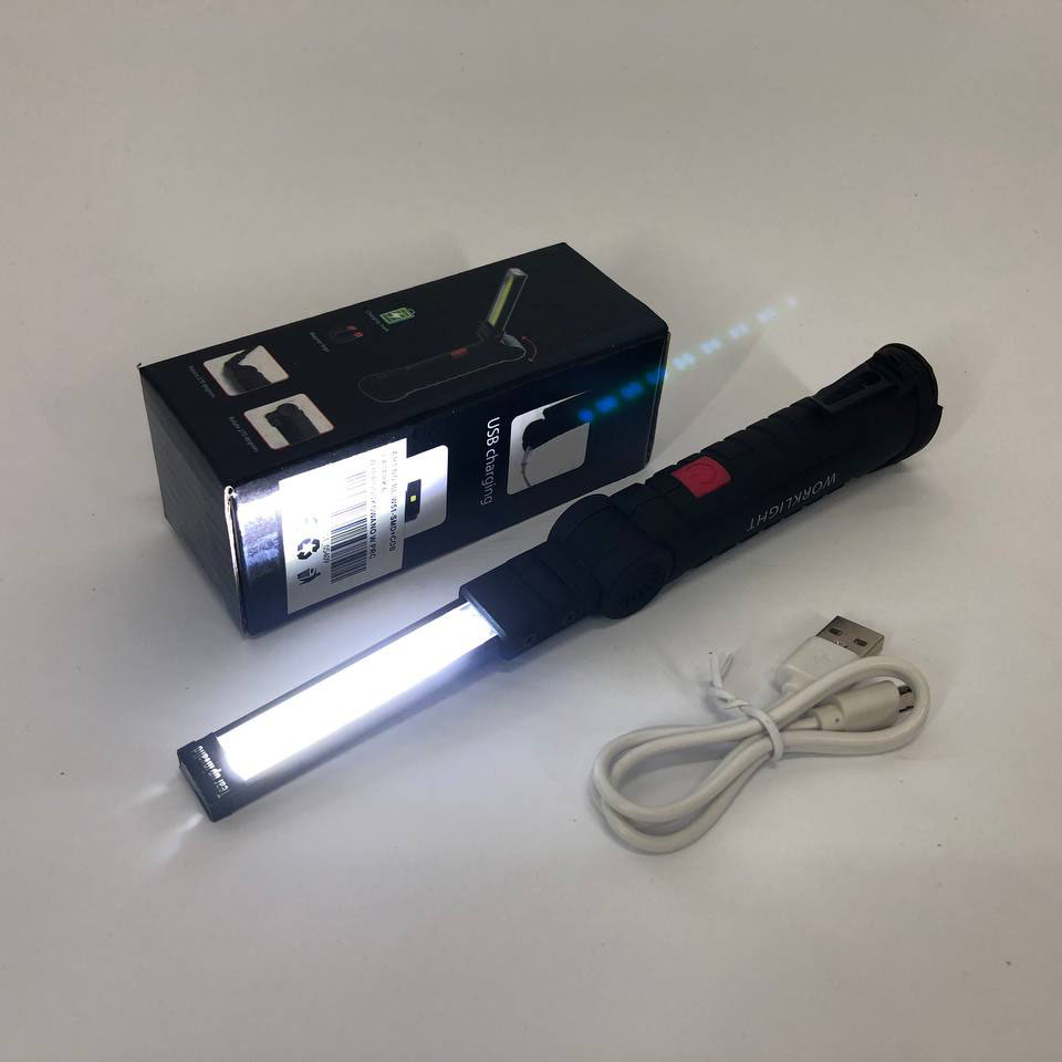 Фонарь кемпинг W51-SMD+COB, поворот на 180º+180º, магнит, зажим, крюк для подвеса, встроенный аккумулятор