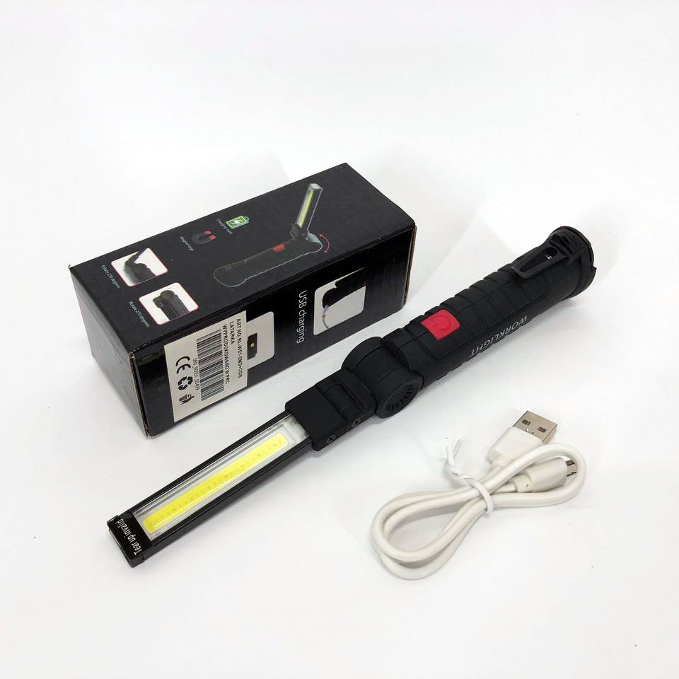 Фонарь кемпинг W51-SMD+COB, поворот на 180º+180º, магнит, зажим, крюк для подвеса, встроенный аккумулятор