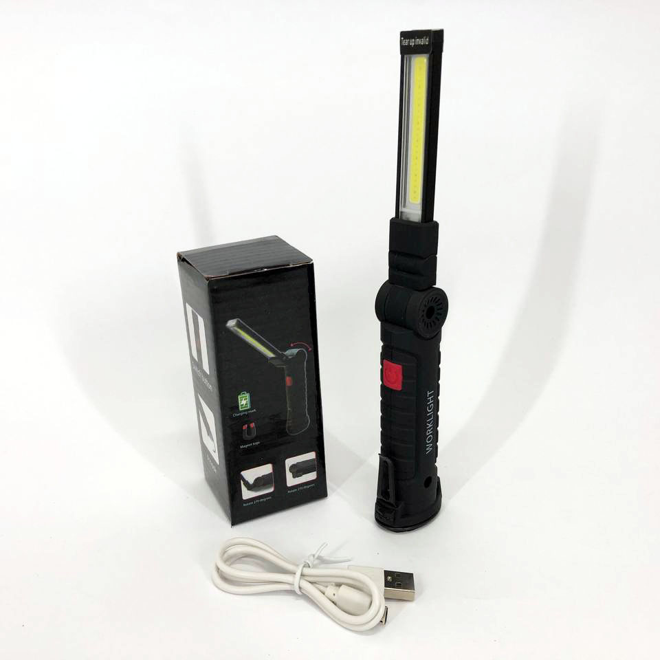 Фонарь кемпинг W51-SMD+COB, поворот на 180º+180º, магнит, зажим, крюк для подвеса, встроенный аккумулятор
