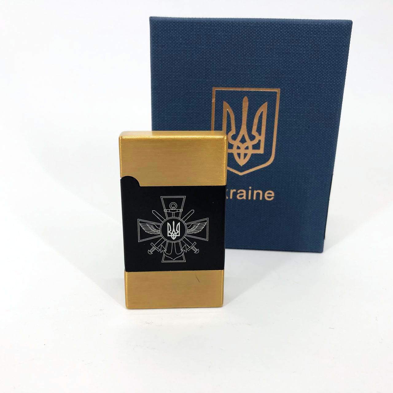 Зажигалка газовая Украина (Подарочная коробка, турбо пламя) HL-393-1. Цвет: золото