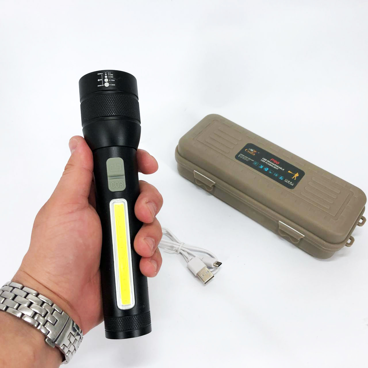 Фонарик COBA CB-C22 с мощным P90 диодом, Мощный аккумуляторный лед фонарик, Ручной фонарик led