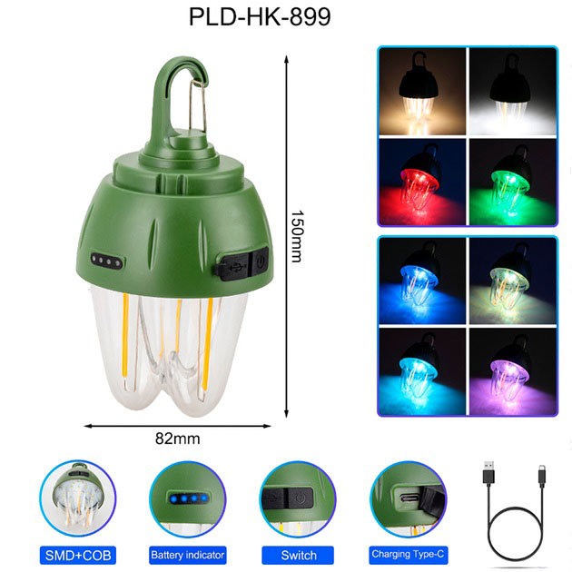 Фонарь кемпинг вольфрамовая лампа на солнечной батарее 899-SMD(RGB)+COB