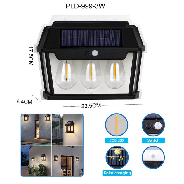 Фонарь вольфрамовая лампа на солнечной батарее 999-38W, датчик движения, АКБ 18650