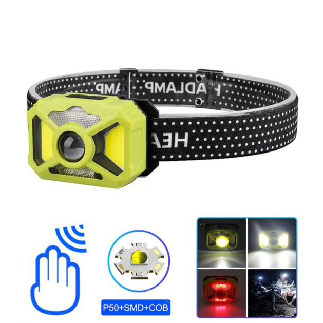Фонарь налобный 2323-P50+SMD+COB (white/red)