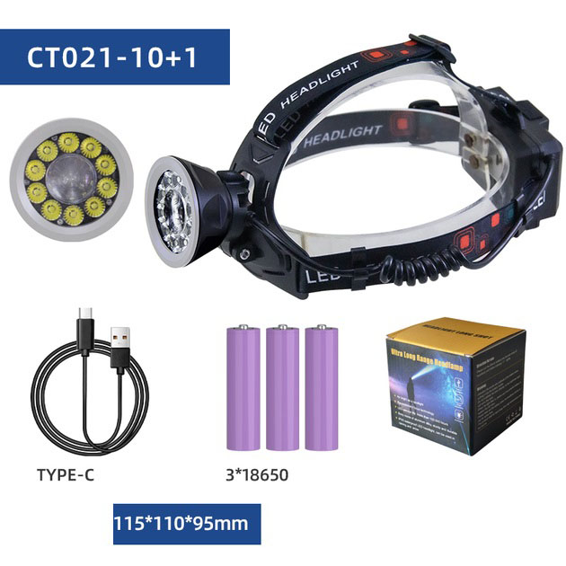 Фонарь налобный CT021 10+1