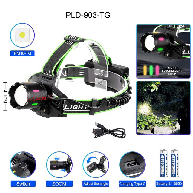 Фонарь налобный PLD-903-TG (white/yellow/white+red)