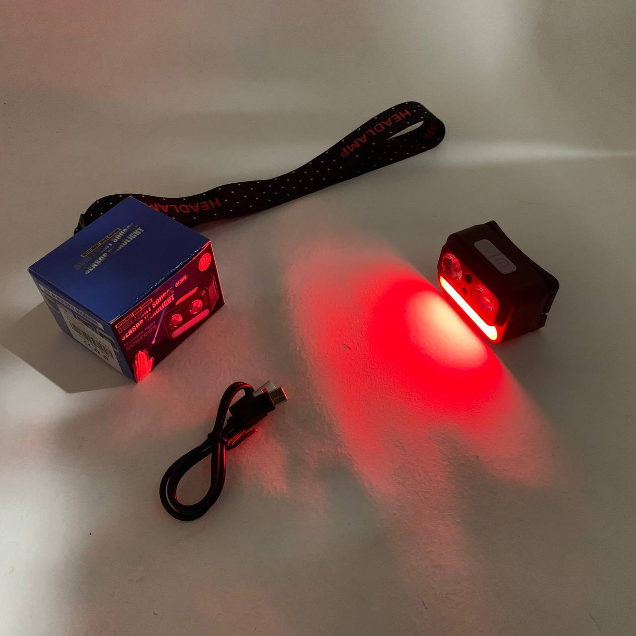 Фонарь налобный 2069-XPG+XPG+5SMD Motion sensor