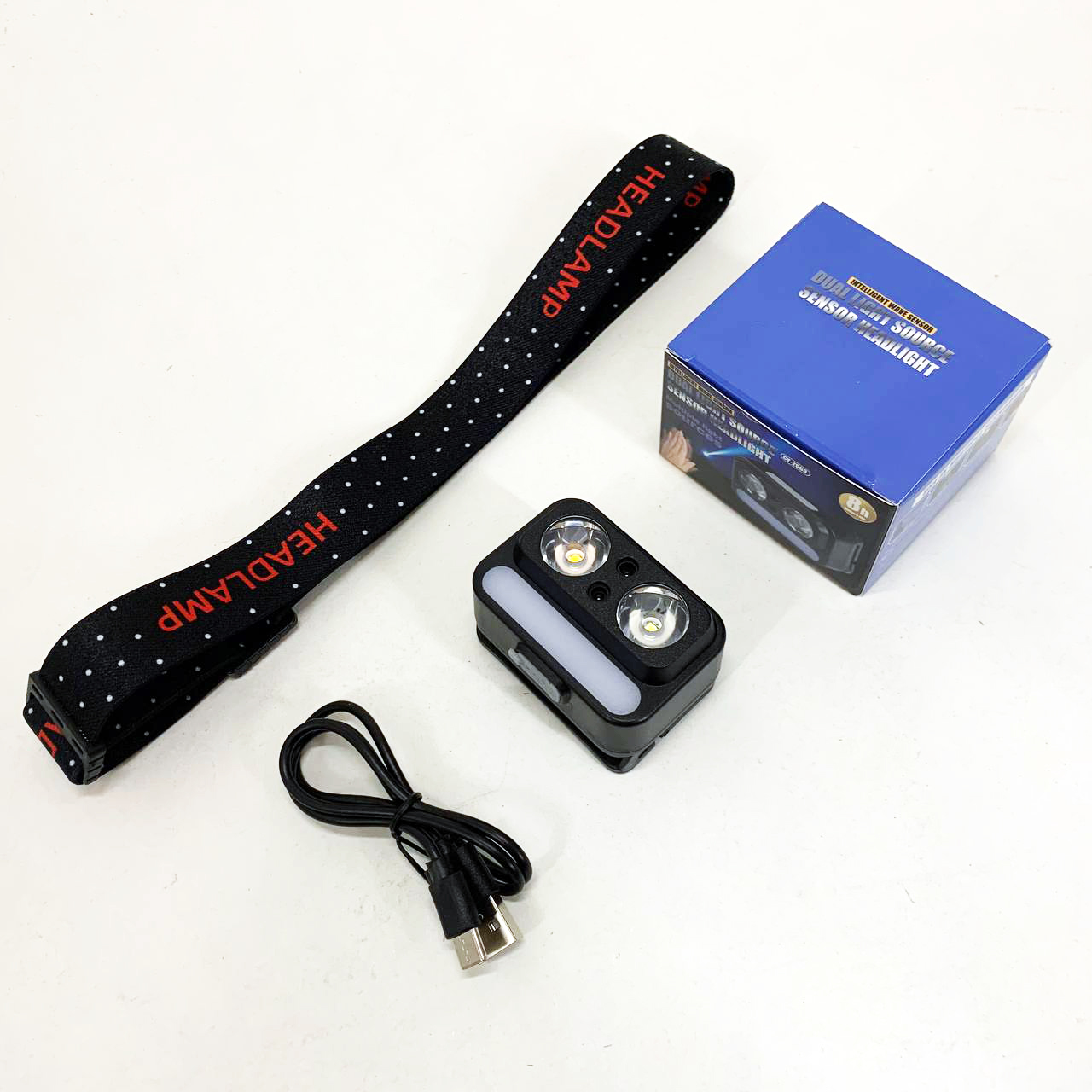 Фонарь налобный 2069-XPG+XPG+5SMD Motion sensor