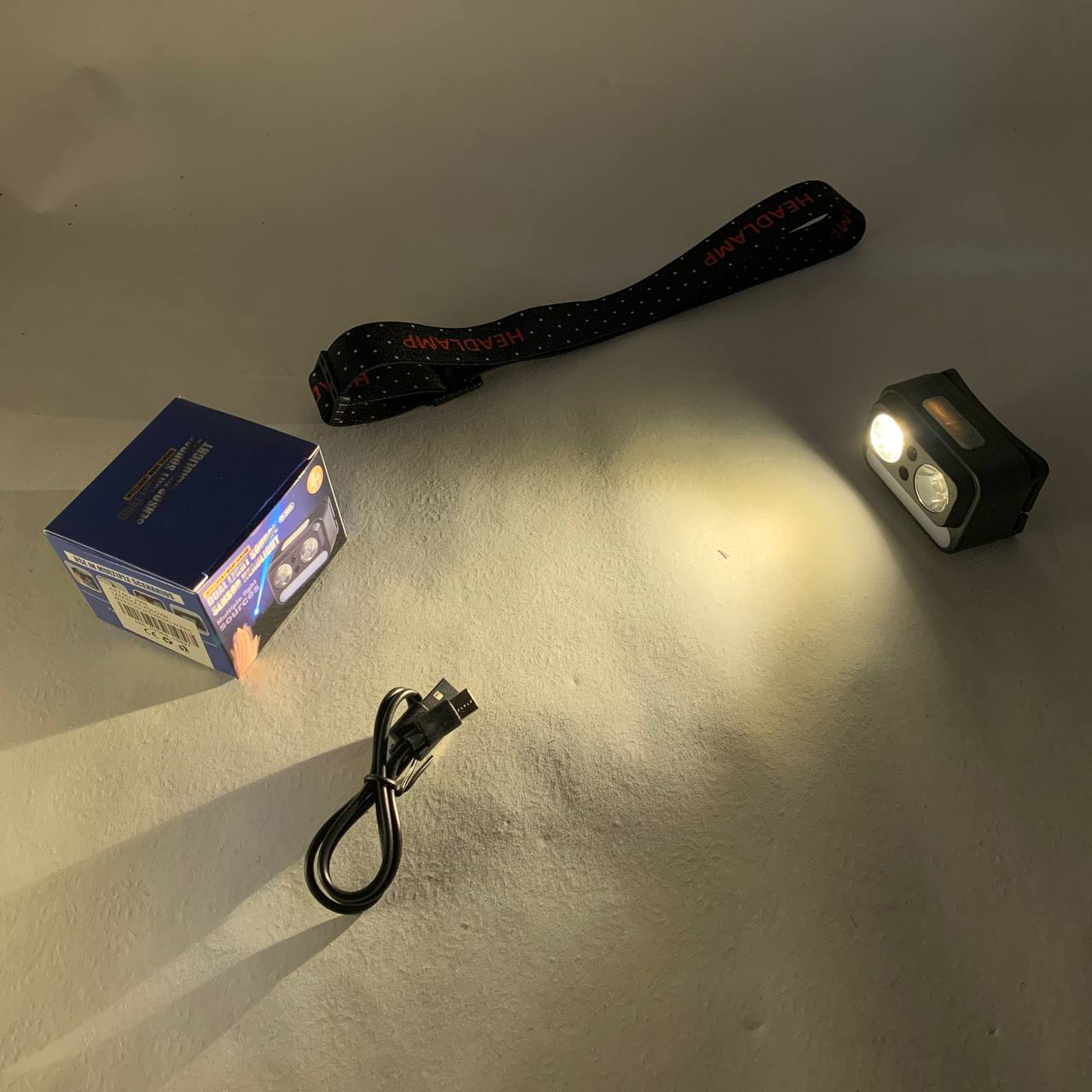 Фонарь налобный 2069-XPG+XPG+5SMD Motion sensor