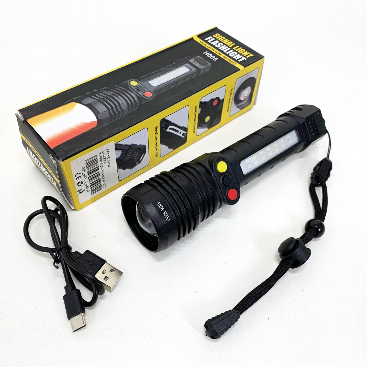 Фонарь ручной PLD-H005-3PM10-TG +14SMD, белый, желтый, красный