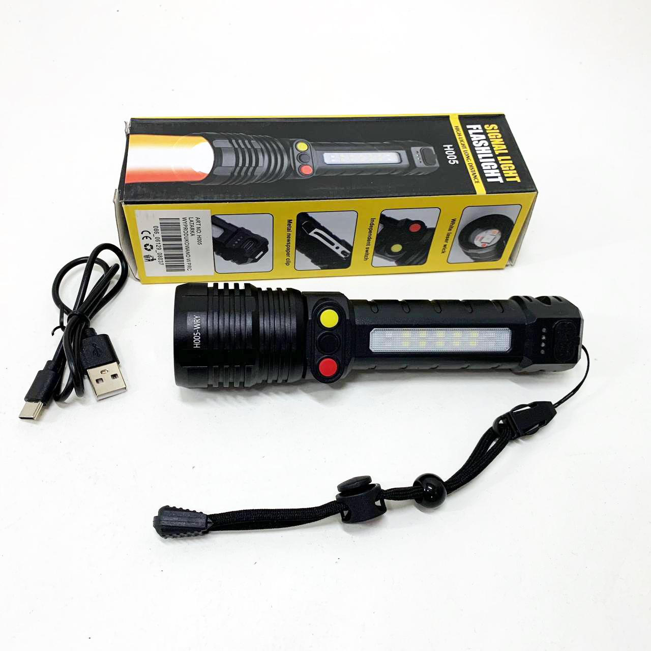 Фонарь ручной PLD-H005-3PM10-TG +14SMD, белый, желтый, красный