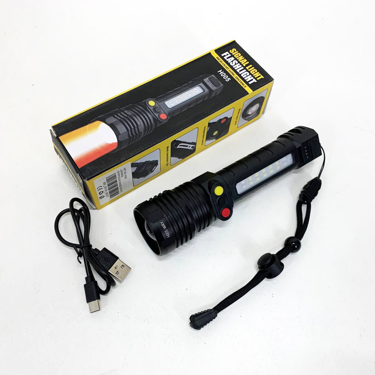 Фонарь ручной PLD-H005-3PM10-TG +14SMD, белый, желтый, красный