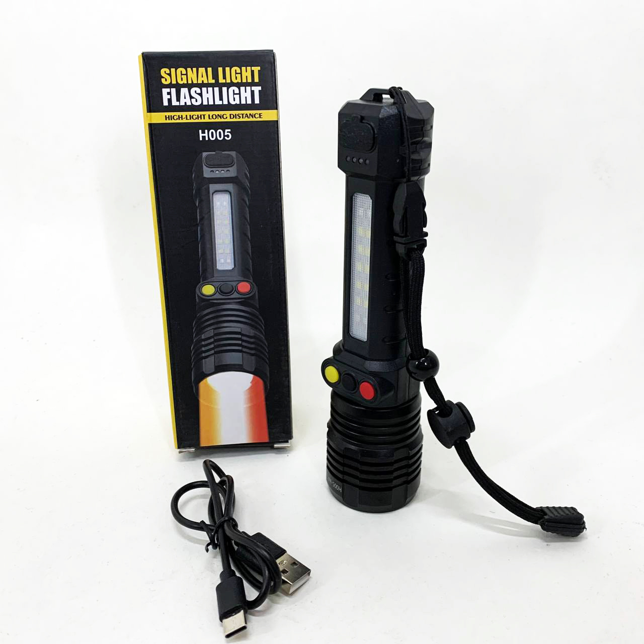 Фонарь ручной PLD-H005-3PM10-TG +14SMD, белый, желтый, красный