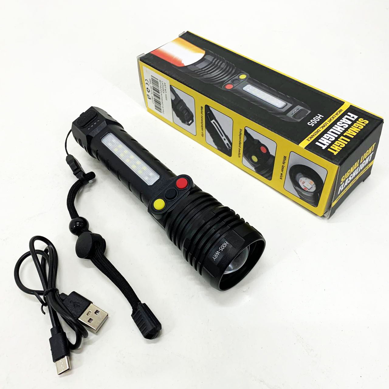 Фонарь ручной PLD-H005-3PM10-TG +14SMD, белый, желтый, красный