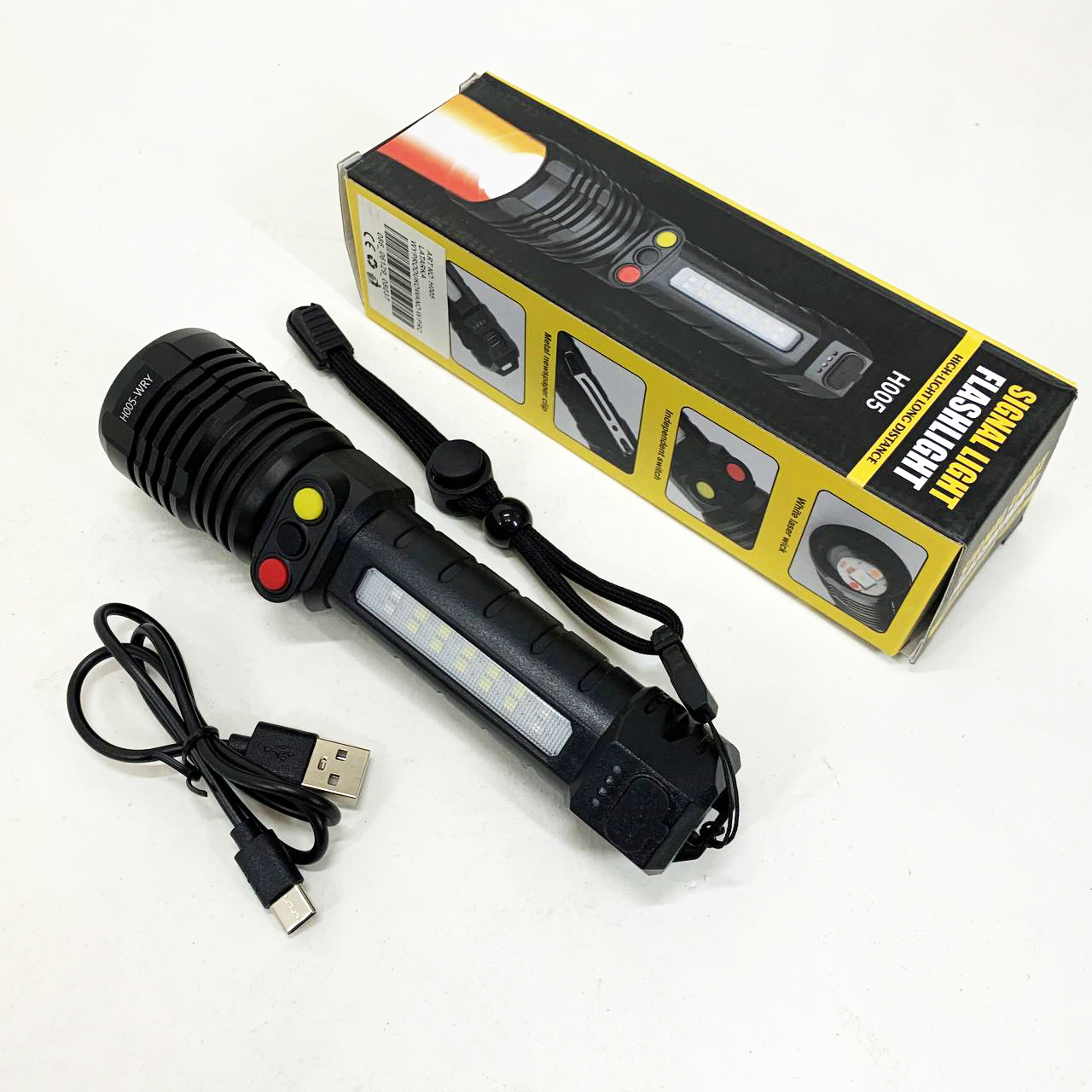 Фонарь ручной PLD-H005-3PM10-TG +14SMD, белый, желтый, красный