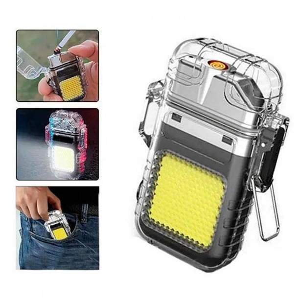 Зажигалка спиральная водонепроницаемая электронная с LED фонариком и зарядкой от USB