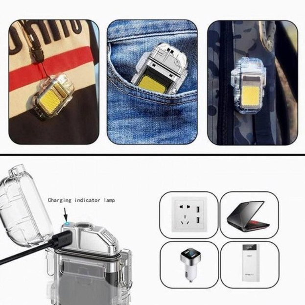 Зажигалка спиральная водонепроницаемая электронная с LED фонариком и зарядкой от USB