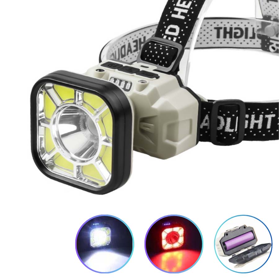 Фонарь налобный 826X-XPE+8COB(White+Red) 1x18650