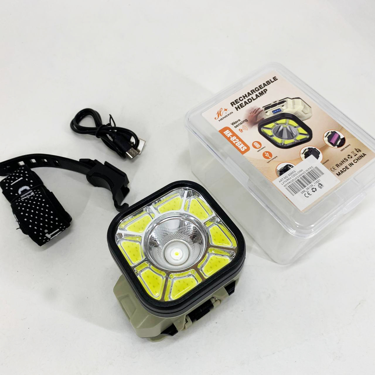 Фонарь налобный 826X-XPE+8COB(White+Red) 1x18650