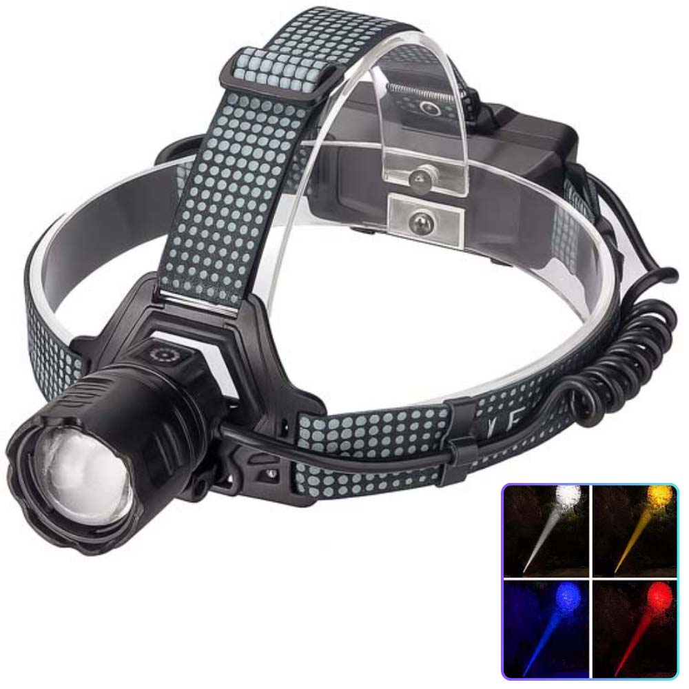 Фонарь налобный 8505 WHITE LASER LED PM10-4TG (White+Yellow+Blue+Red) 2x18650