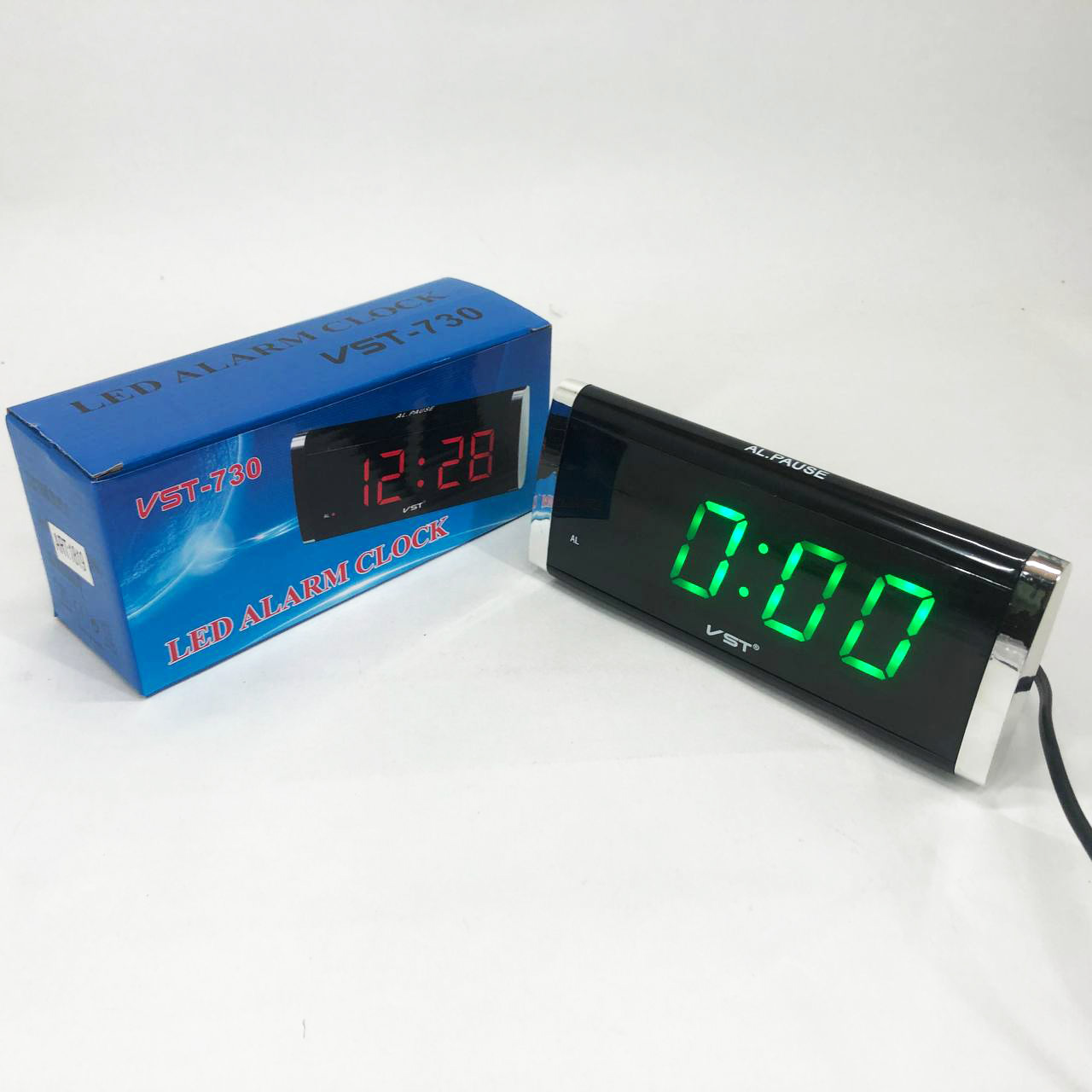 Электронные Часы VST-730-4 green, цифровые настольные сетевые часы, led alarm clock с будильником