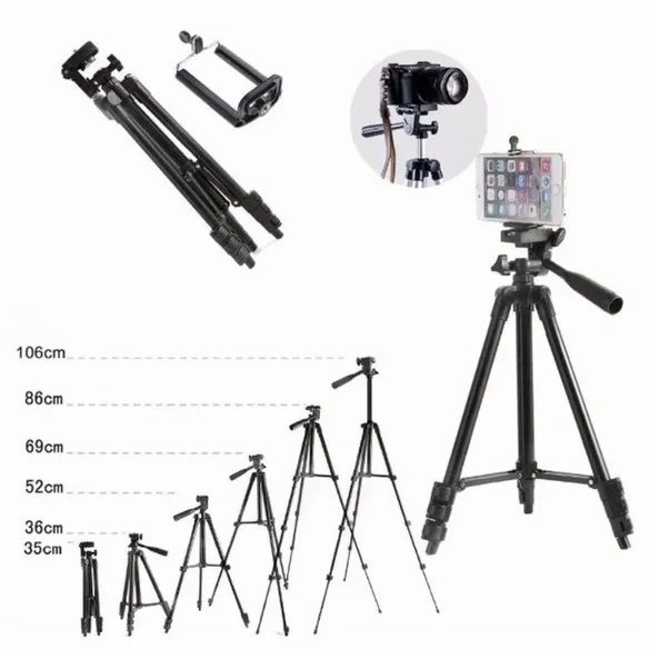 Штатив для телефона и фотоаппарата Tripod 3120 PRO портативный трипод 0,35-1.02м высота. Цвет: черный