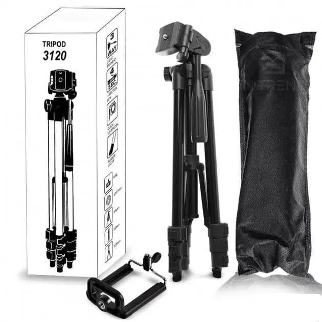 Штатив для телефона и фотоаппарата Tripod 3120 PRO портативный трипод 0,35-1.02м высота. Цвет: черный