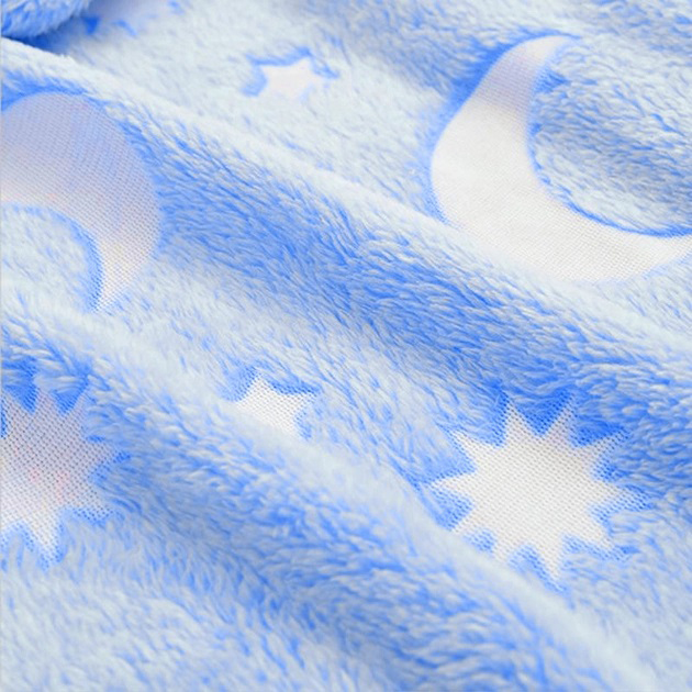 Светящийся в темноте плед плюшевое покрывало Blanket kids Magic Star 150х100 см флисовое одеяло. Цвет: синий