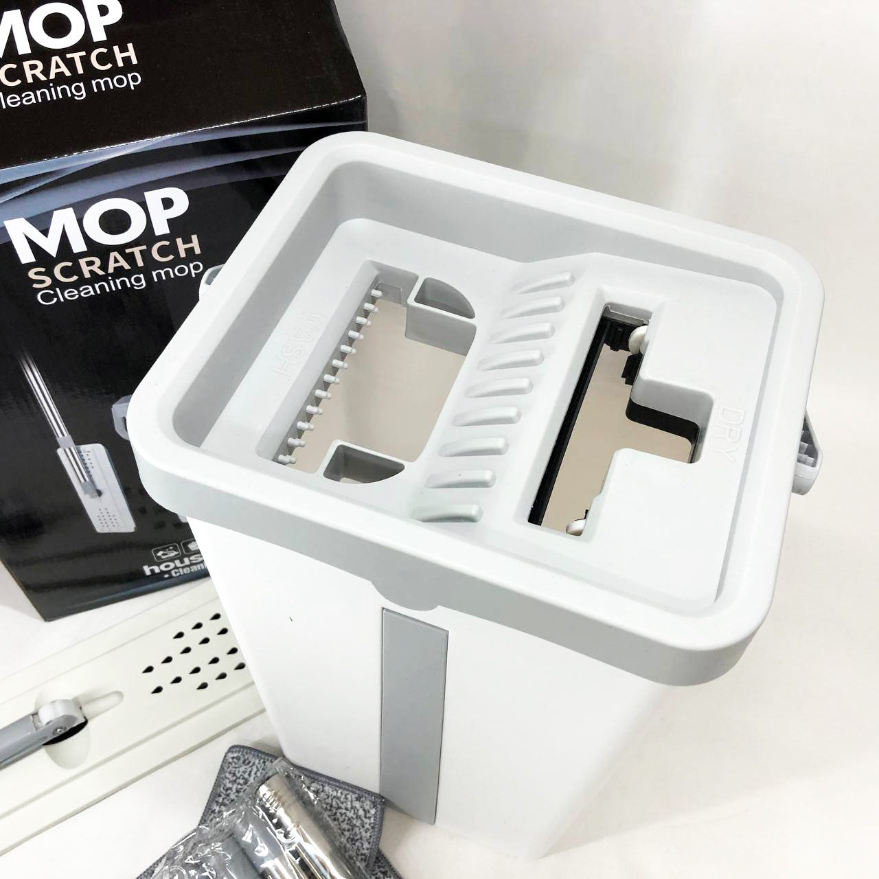 Швабра большая с ведром комплект Scratch Cleaning Easy Mop с автоматическим отжимом и складной ручкой