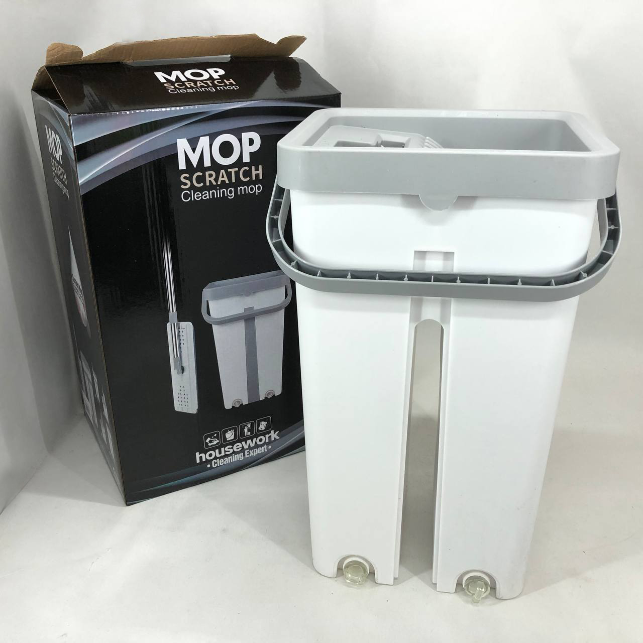Швабра большая с ведром комплект Scratch Cleaning Easy Mop с автоматическим отжимом и складной ручкой