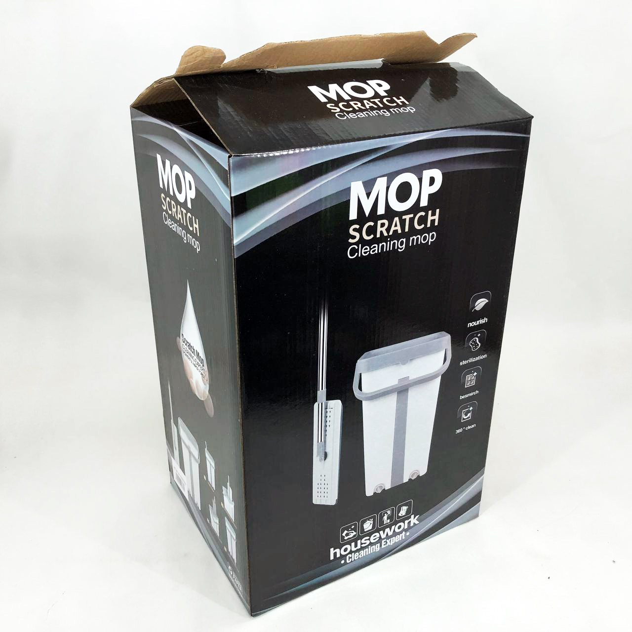Швабра большая с ведром комплект Scratch Cleaning Easy Mop с автоматическим отжимом и складной ручкой