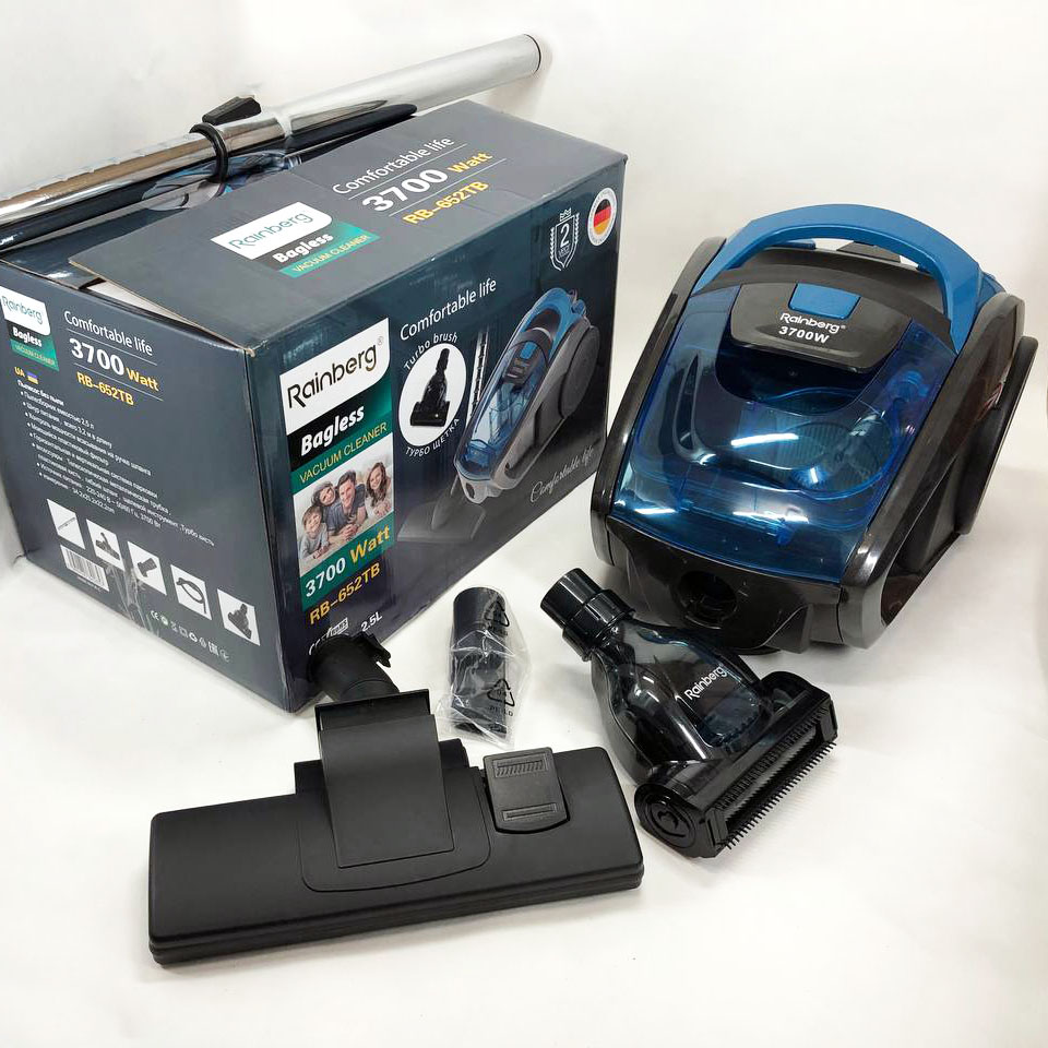 Пылесос контейнерный Rainberg RB-652 турбощётка 3700 Вт 2,5 л, мощный вертикальный пылесос