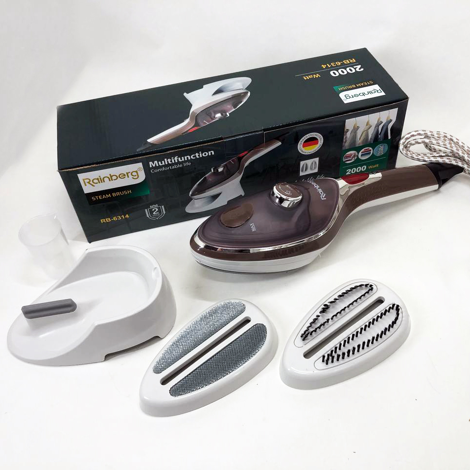Ручной отпариватель для одежды Rainberg RB-6314 2000 Вт с двумя сменными насадками, паровая щетка