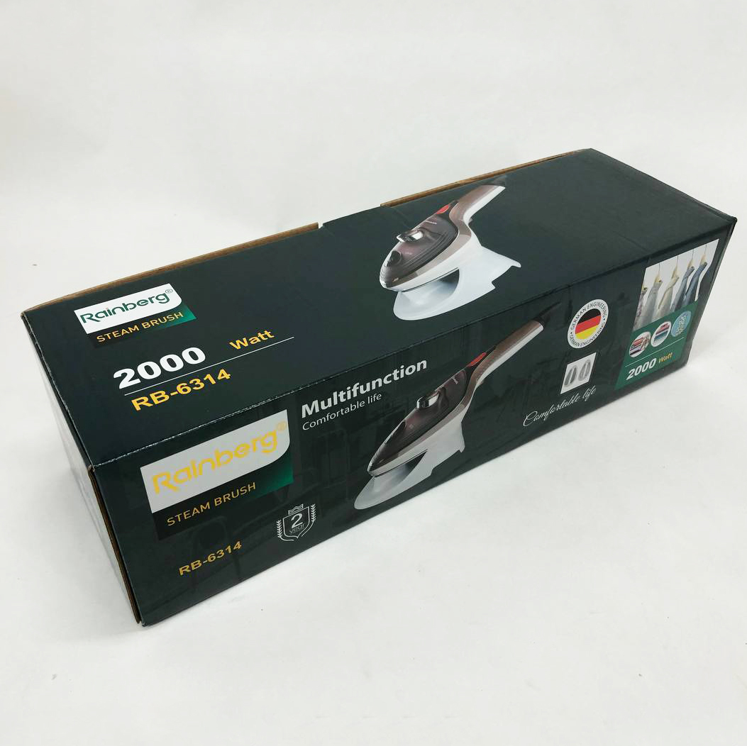 Ручной отпариватель для одежды Rainberg RB-6314 2000 Вт с двумя сменными насадками, паровая щетка