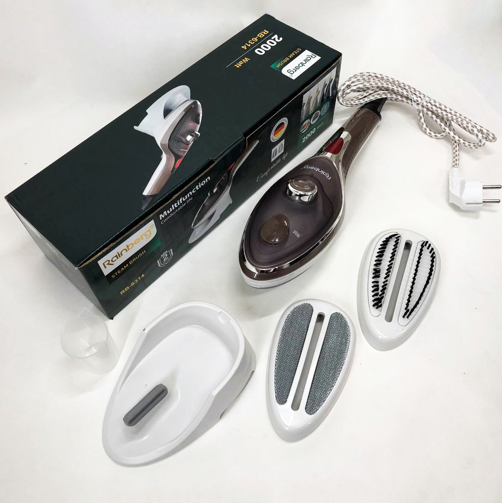 Ручной отпариватель для одежды Rainberg RB-6314 2000 Вт с двумя сменными насадками, паровая щетка