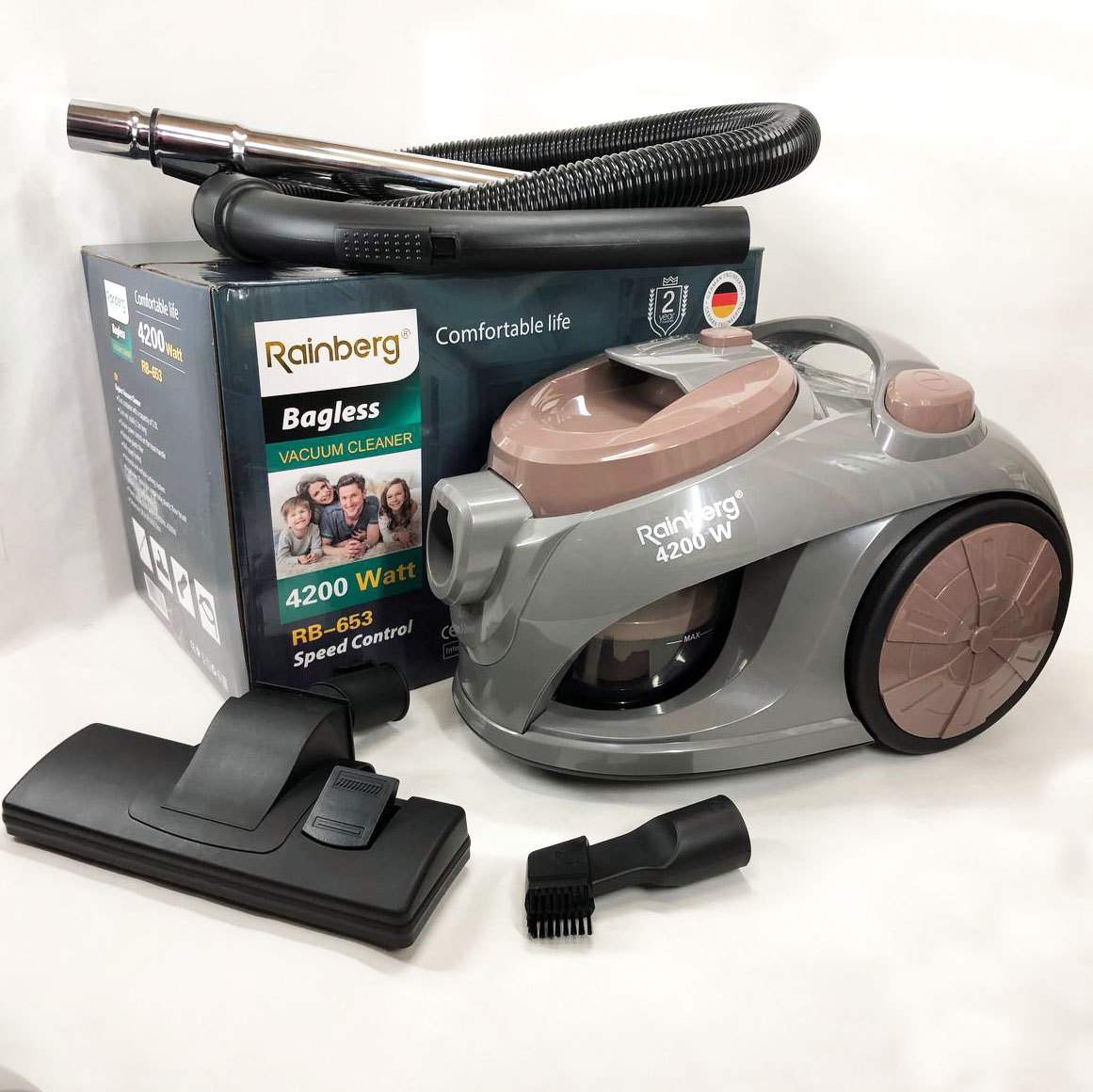 Пылесос контейнерный без мешка Rainberg RB-653 2500Вт, циклонный контейнерный пылесос, небольшой пылесос