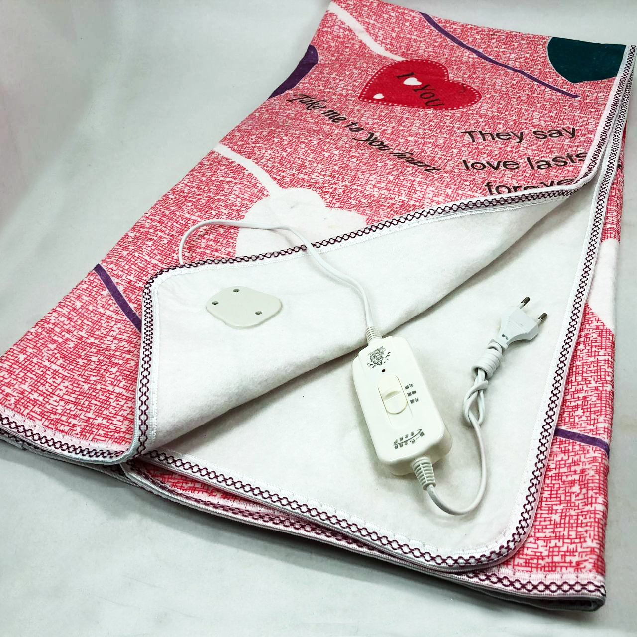 Электропростынь электрическая простынь с подогревом Electric Blanket 170х150см сердечка