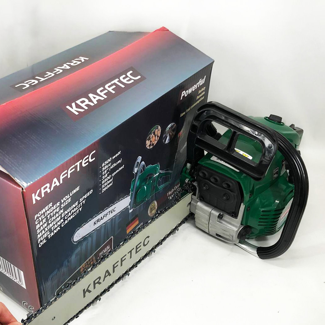 Бензопила цепная 45см KRAFFTEC 5800, Пила цепная бензиновая