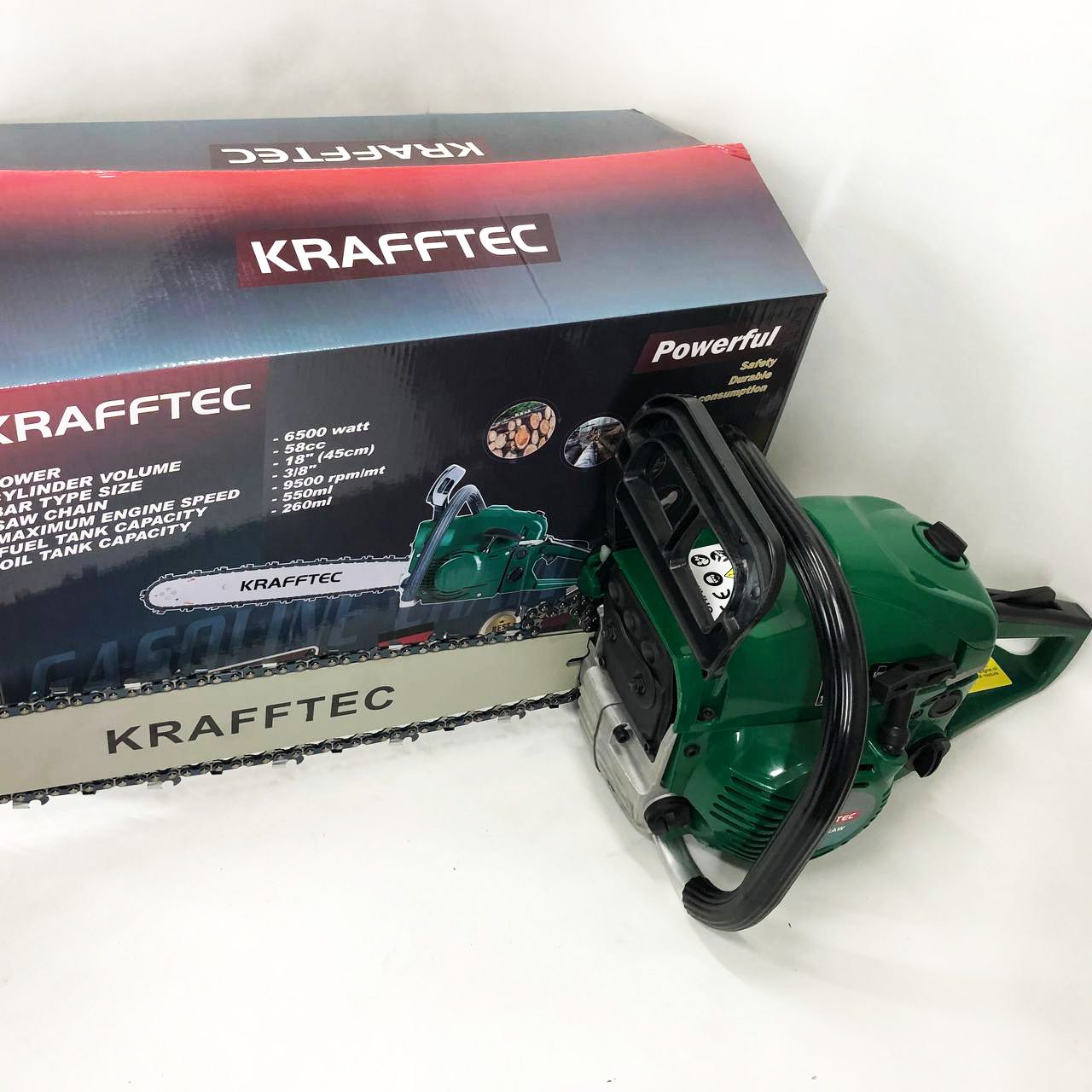 Бензопила цепная 45см KRAFFTEC 5800, Пила цепная бензиновая