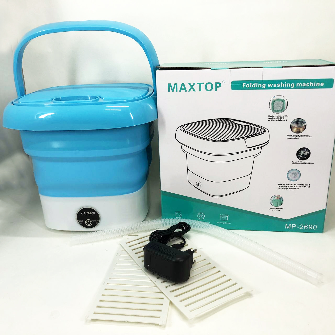 Складная стиральная машина MAXTOP silicon washing machine, Портативная стиральная машина. Цвет: голубой