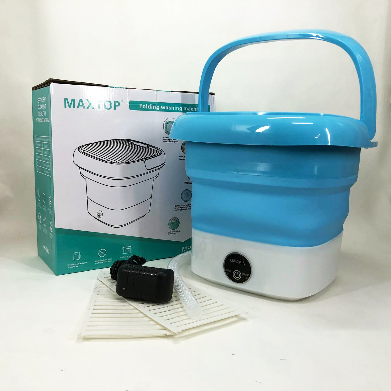 Складная стиральная машина MAXTOP silicon washing machine, Портативная стиральная машина. Цвет: голубой
